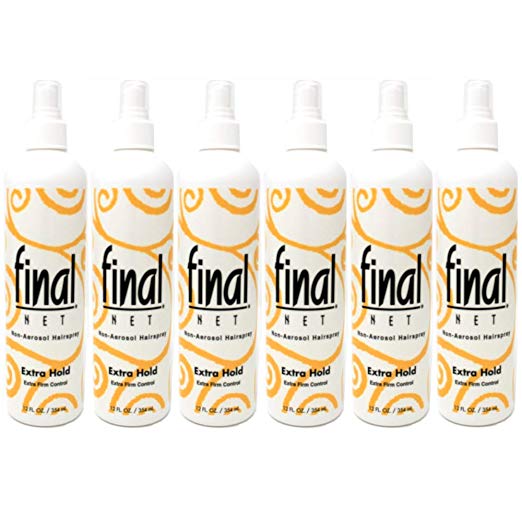 Final Net Non-Aerosol Hairspray Extra Hold Extra Firm Control, 12 Ounces Each (Value Pack of 6)