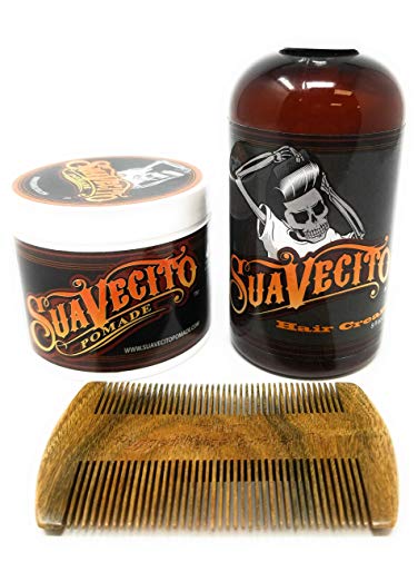 Suavecito Hair Cream and Pomade Bundle with Sandalwood Wooden Comb