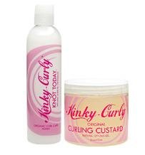 Kinky Curly Knot Today Leave In Conditioner/Detangler 8 oz + Kinky Curly Curl Custard Gel 8 oz