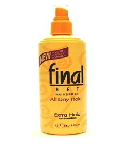 Final Net Unscented All Day Hold Hairspray, Extra Hold 12 fl oz (355 ml) (Pack of 6)