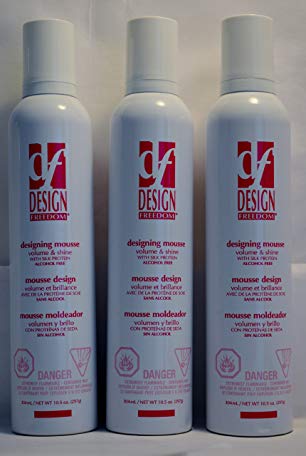 Design Freedom Designing Mousse Volume & Shine with Silk Protein Alcohol Free 10.5oz (3 Pack)