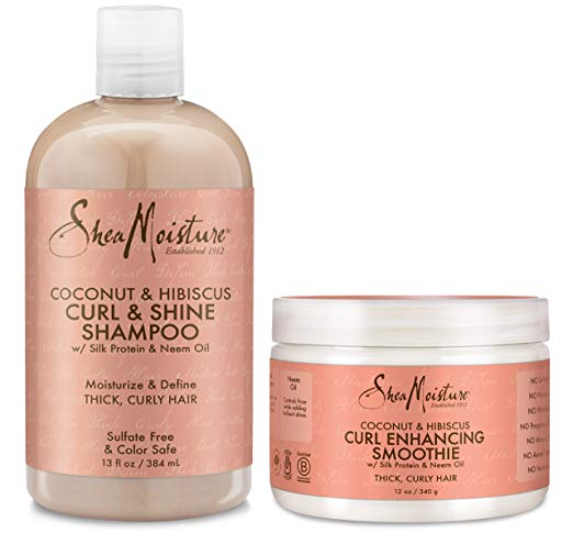 Shea Moisture Coconut & Hibiscus Combination Pack – 13 oz. Curl & Shine Shampoo & 12 oz. Curl Enhancing Smoothie