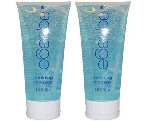 Aquage Molding Mega Gel 6 Oz 2 Pack, Men & Women, Strong Hold, Lightweight, All Hair Types, Blow Dry, Short to Medium Length Hairstyles, Color Safe, High Shine