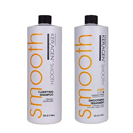 Keragen, Hair Smoothing Keratin Treatment Chocolate 32 Oz Forte and Clarifying Shampoo 32 Oz Combo Set