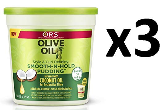 [ NEW PACK OF 3] ORS OLIVE OIL SMOOTH-N-HOLD PUDDING INFUSED COCONUT OIL 13oz ea