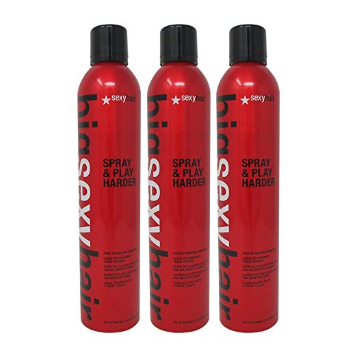 Bundle-3 Items : Sexy Hair Spray and Play Harder, 10 Oz (Pack of 3)