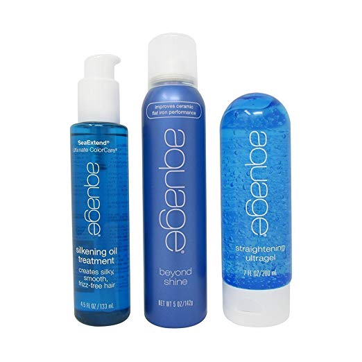 Bundle-3 Items : Seaextend Ultimate Colorcare Silkening Oil Treatment by Aquage, 4.5 Oz & Aquage Beyond Shine Spray, 5 Oz & Aquage Straightening Ultragel, 7 Oz Bottle