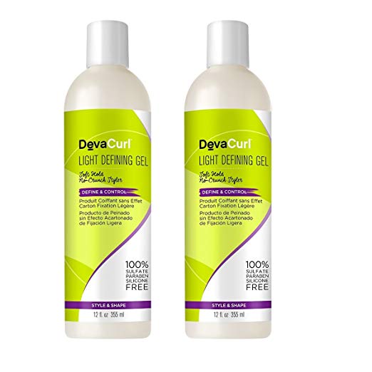 DevaCurl Light Defining Gel; Soft Hold Styling Hair Gel; Non-Sticky; Sulfate; Paraben and Silicone Free; 12 Ounce; 2-Pack