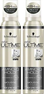 Schwarzkopf Styliste Ultime Haircare - Amino-Q Hold Mousse - For Ultra Hold - Net Wt. 8 OZ (226 g) Per Can - Pack of 2 Cans