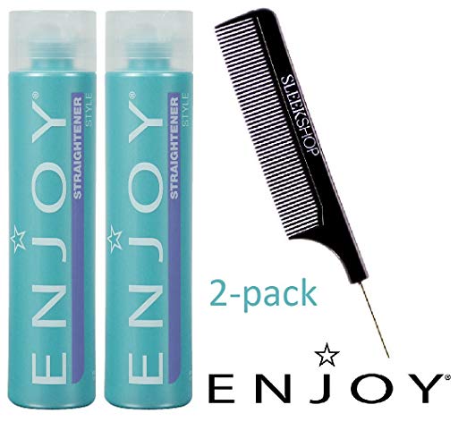 Enjoy STRAIGHTENER, Style - Straighten and Control Frizz, Coarse or Curly Hair (with Sleek Steel Pin Tail Comb) Straightening Gel (10 oz/300 ml (2-PACK))