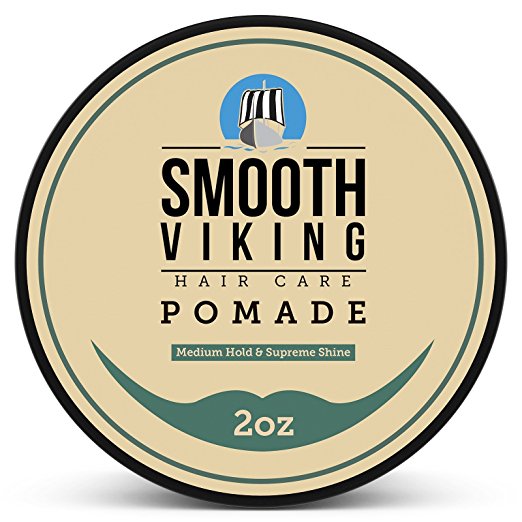 Pomade for Men - Medium Hold & High Shine - Hair Styling Formula for Straight, Thick and Curly Hair - 2 OZ - Smooth Viking…