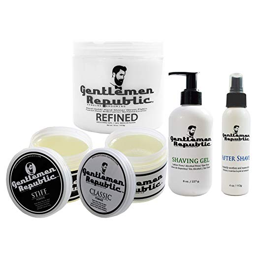 Gentlemen Republic Men's Face & Hair Care Gift Set w/ Gel, Pomade & Aftershave